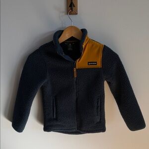 Woods Kids’ Fleece Sherpa Jacket in Navy and Orange – Size Small
